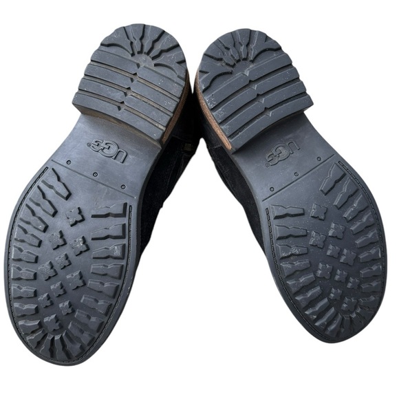 UGG Womens Black Suede Leather EVERGLAYDE Biker Buckle Zip Boots Sz 8 - Picture 12 of 15